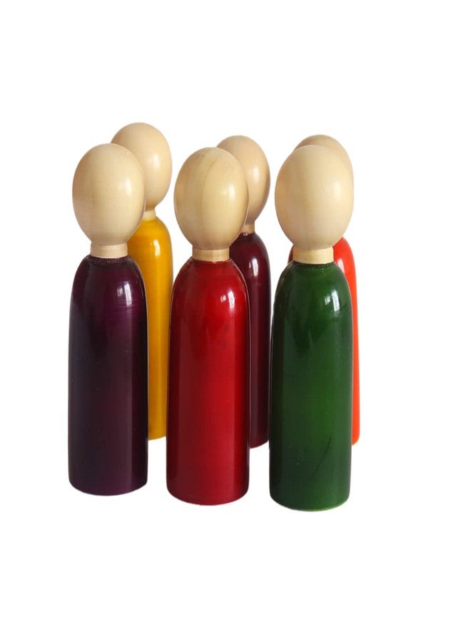 GIFT EQUALS LOVE Wooden Peg Doll (Big 8.5 cm) Natural Handcrafted People Bodies Angel Dolls for DIY Craft 12 Pcs (6 Male & 6 Female) with a Storage Bag (Color 12 Pcs) - Image 1